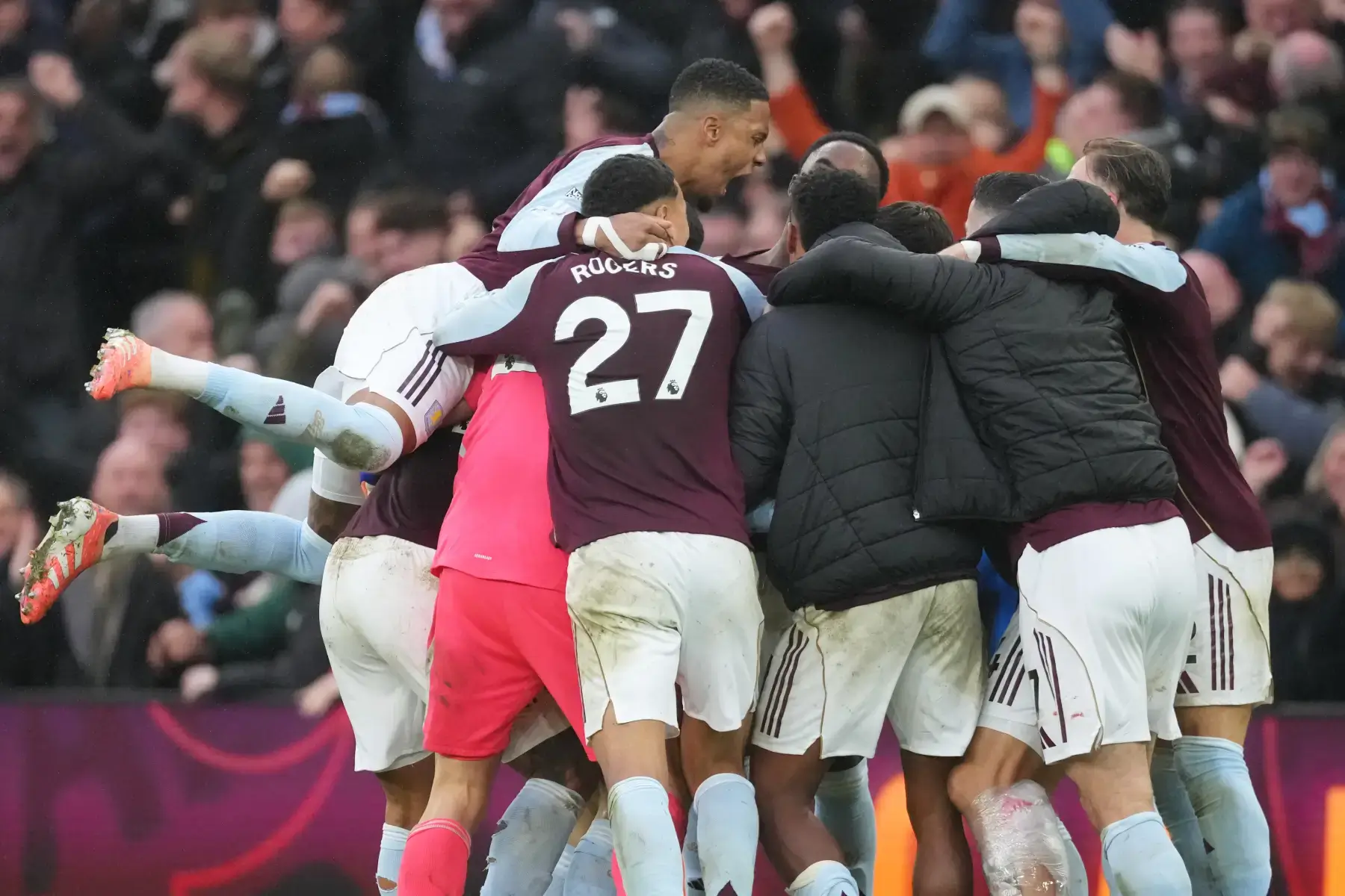 Aston Villa players celebrate