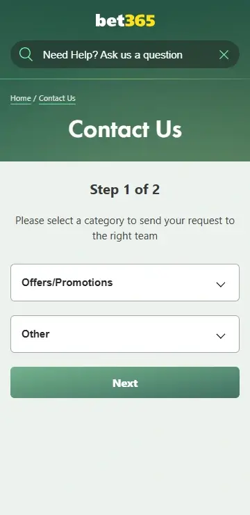 bet365 customer support webform