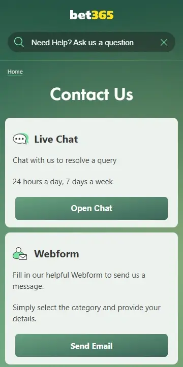 bet365 customer support