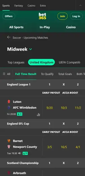 bet365 Football Betting