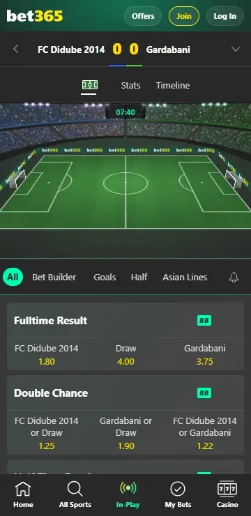 bet365 football in-play betting
