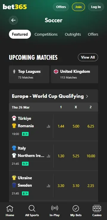 bet365 football betting