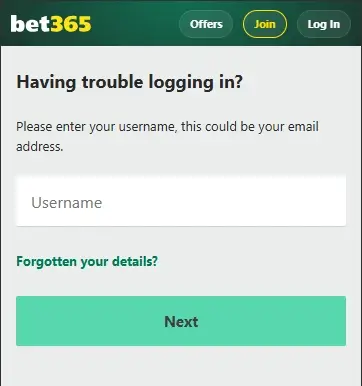 bet365 forgotten password