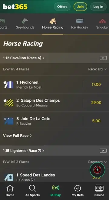 bet365 horse racing betting
