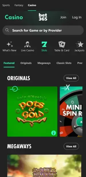 bet365 UK casino slot games