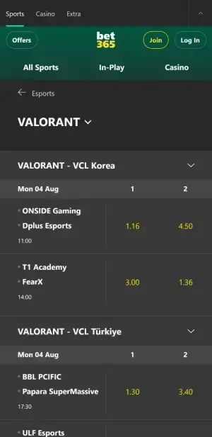 bet365 VALORANT betting