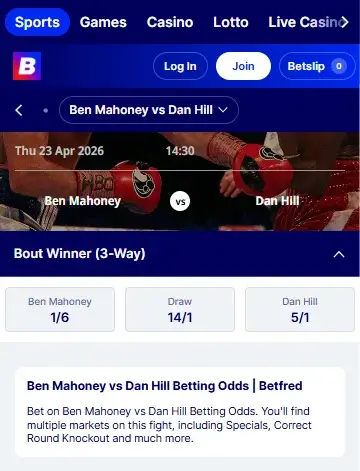 betfred boxing betting markets