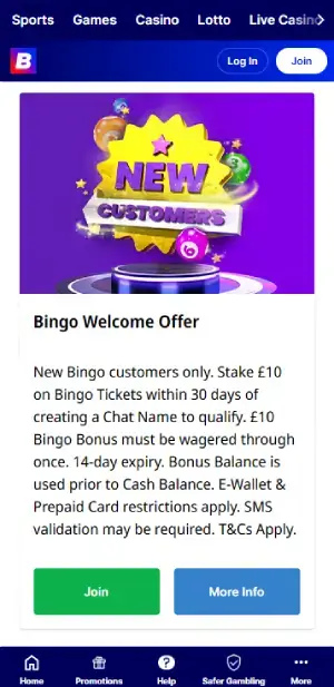 betfred welcome bonus bingo