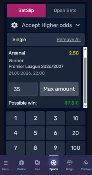 Betrino betslip