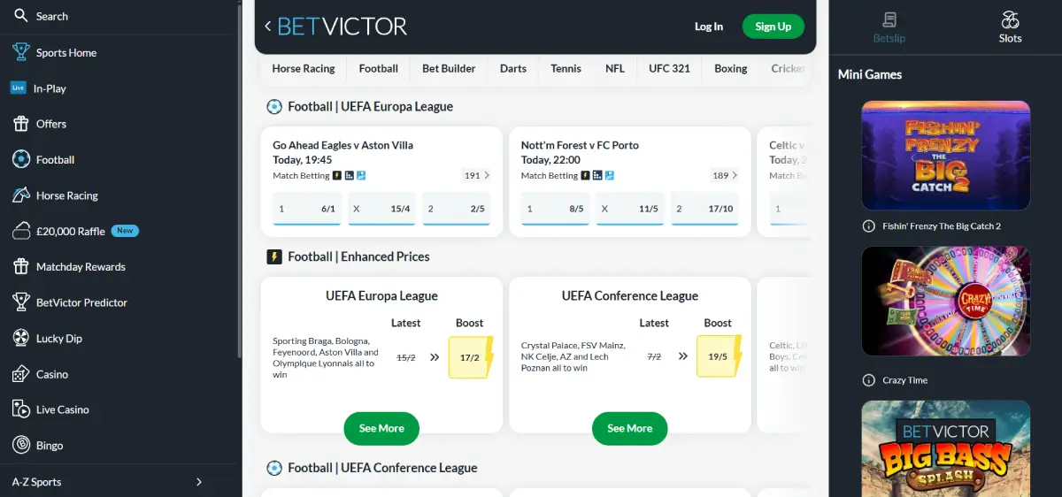BetVictor Home Page Desktop