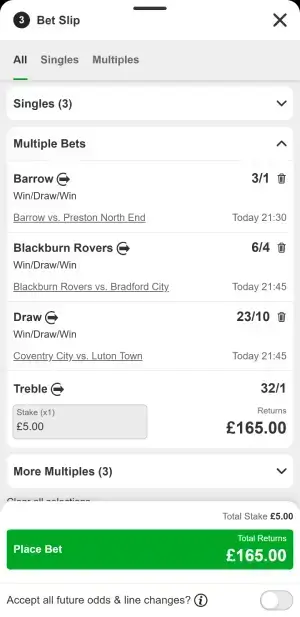 betway bet slip