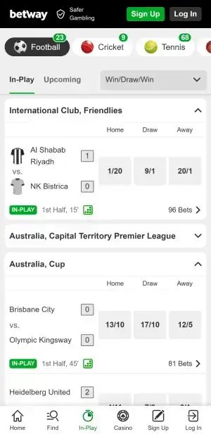 betway live betting on sports