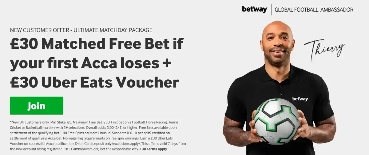 betway sports bonus - free bet + uber eats voucher