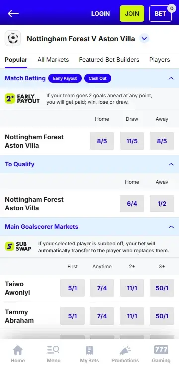 boylesports football betting markets
