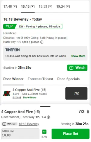 Each Way Bet Example