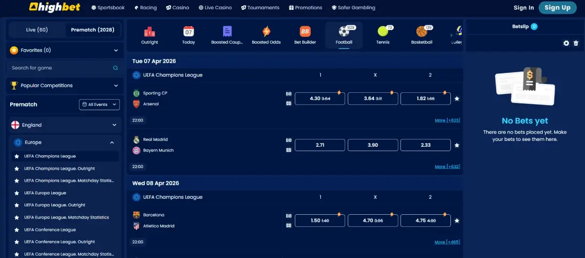Highbet desktop version
