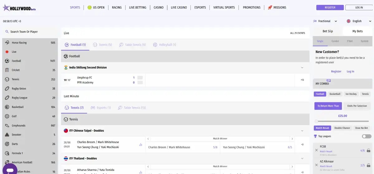 HollywoodBets UK homepage
