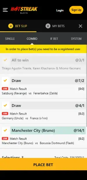 Hotstreak betslip