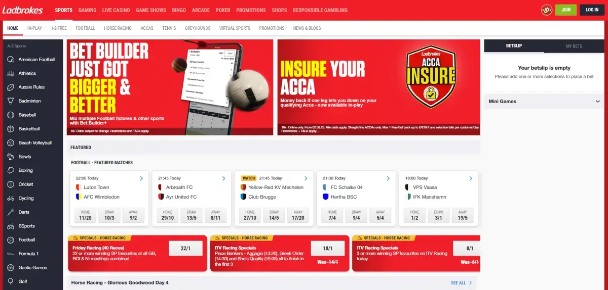 Ladbrokes desktop homepage