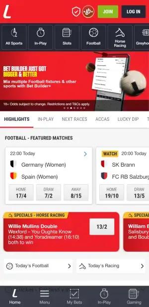 Ladbrokes homepage