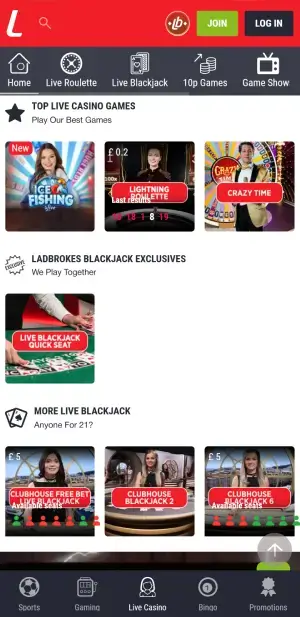 ladbrokes live casino games