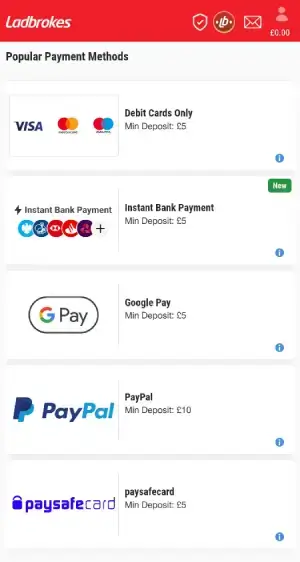 Ladbrokes payment methods