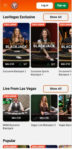 Leovegas live casino