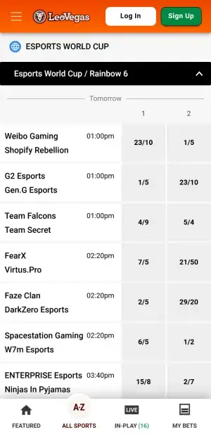 LeoVegas UK Rainbow Six Betting