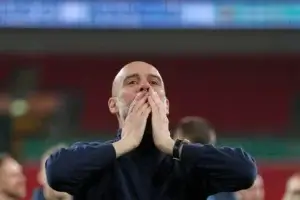 Pep Guardiola Celebrates EFL Cup Final Win