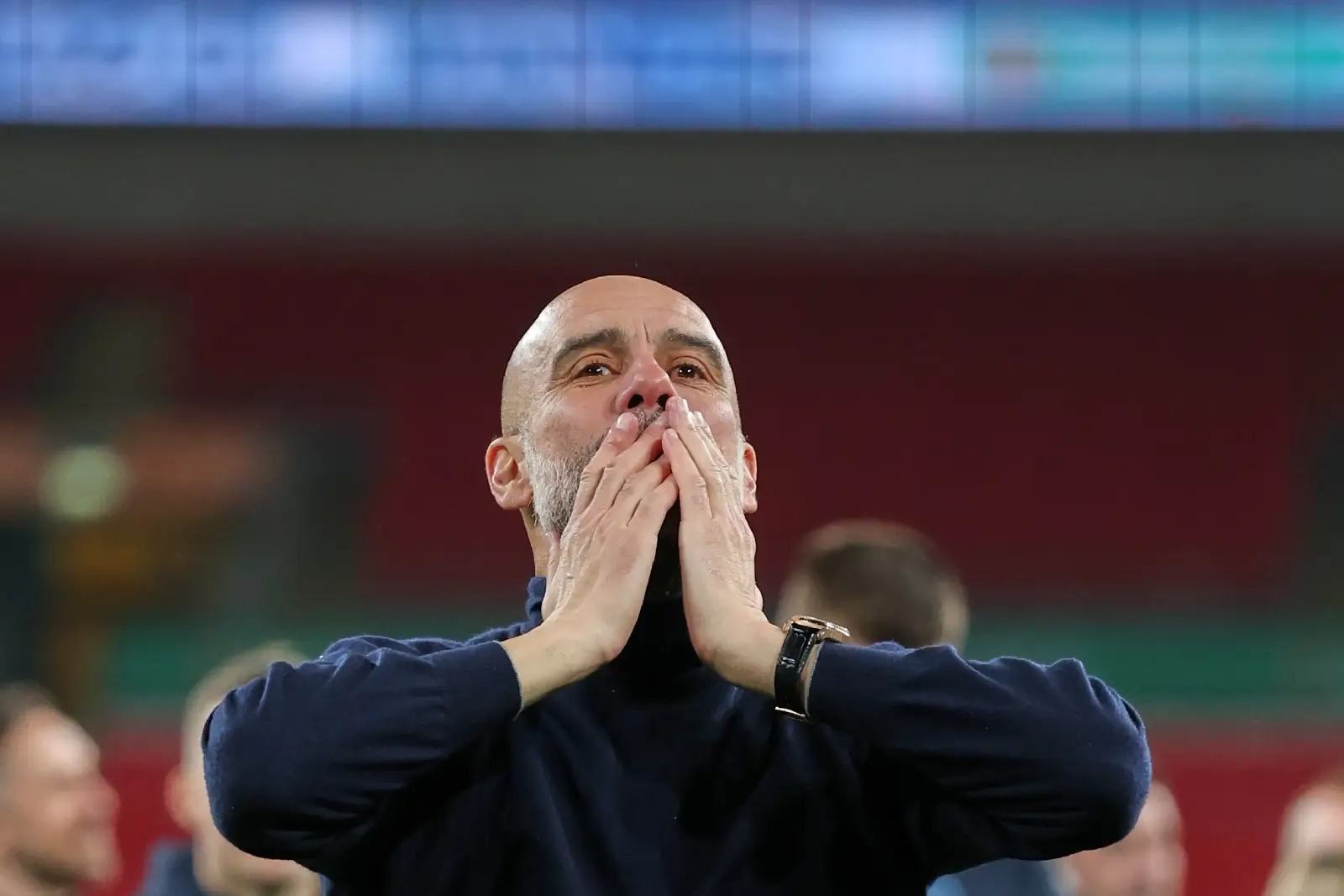 Pep Guardiola Celebrates EFL Cup Final Win