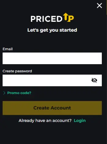 PricedUp Registration