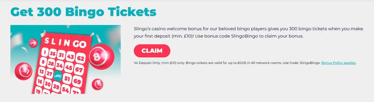 slingo casino welcome bingo bonus