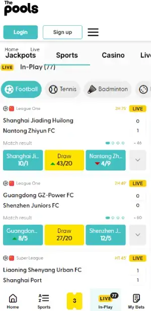The Pools Live Betting